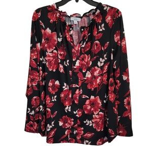 Croft & Barrow Long-Sleeve Floral Blouse, XL